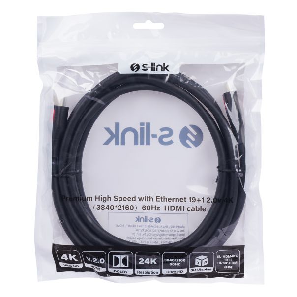 Kabl S-link SL-HDM4K13 HDMI na HDMI M/M v2.0 4K/60Hz 3m - EP2845630