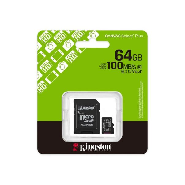 Micro SD Kingston 64GB Canvas Select Plus SDCS3/64GB + adapter - EP2840971