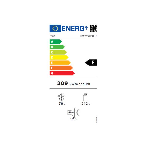 Kombinovani frižider Fram FDD-VRR311BDE++311l/60x180/bordo - EP2849085