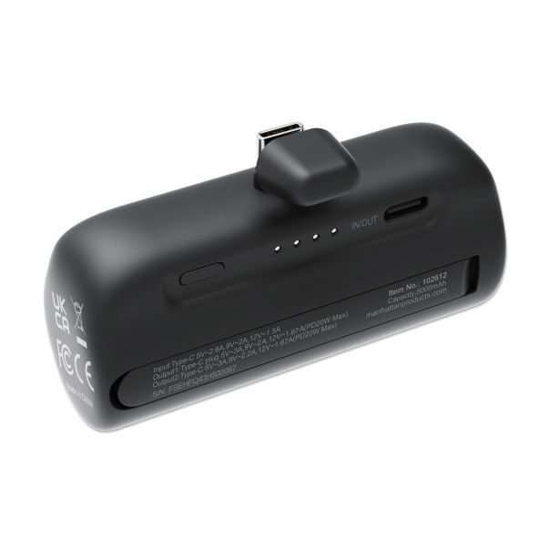 Powerbank Manhattan 102612 5000mAh 20W/Black/USB-C - EP2941275