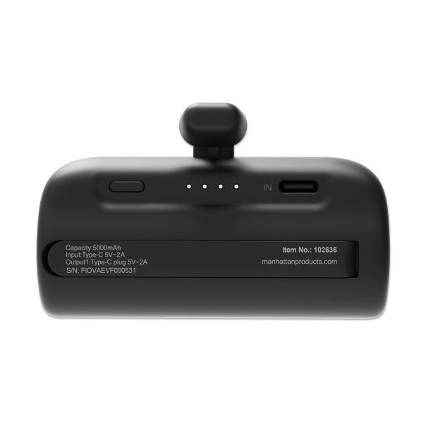 Powerbank Manhattan 1026336 5000mAh 10W/Black/USB-C - EP2940649