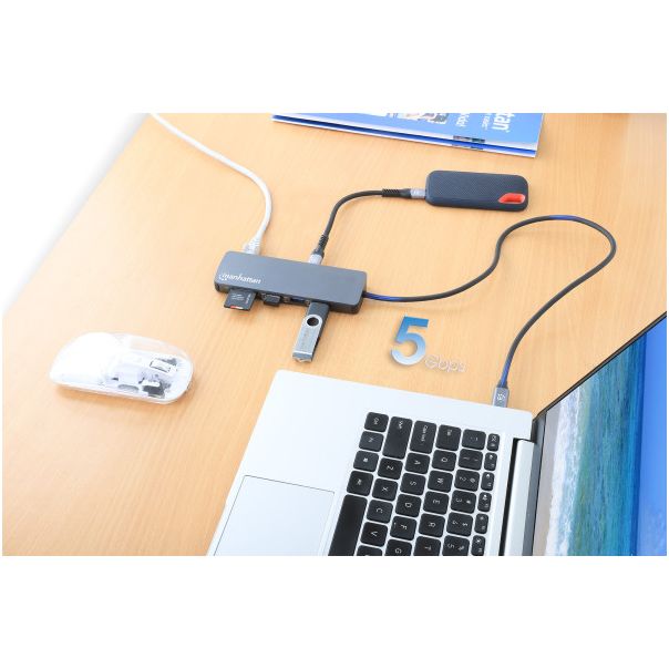 MANHATTAN Docking station 190459 9in1 USB-C - 1xHDMI/5xUSB/LAN/CR/PD 100W - EP3197369
