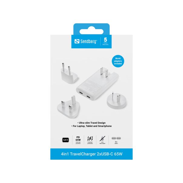 Sandberg 4in1 TravelCharger 2xUSB-C/A 65W 441-68 - EP2939271