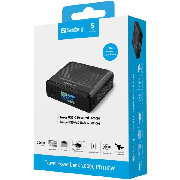 Powerbank Sandberg Travel 421-25 20000mAh PD100W/bežično punjenje - EP2940182