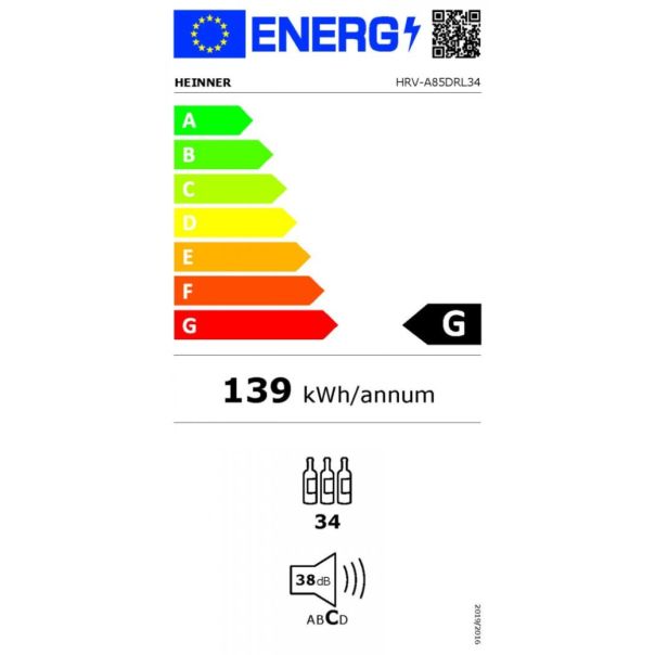 Vinski frižider HEINNER HRV-A85DRL34/85l/34boca(750ml)/1zona - EP2962636