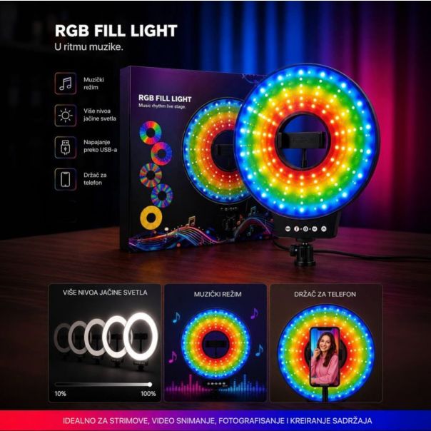 LED lampa RGB MJ261 sa drzacem za mobilni telefon - EP3110078