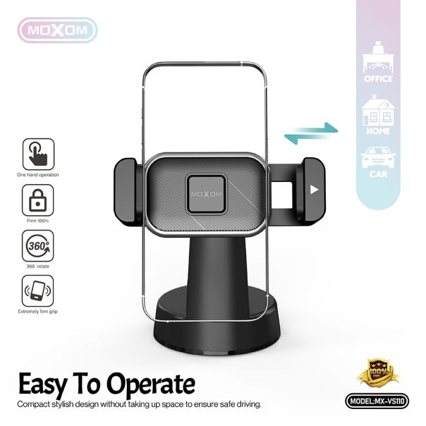 MOXOM Držač za mobilni telefon MX-VS110 vakum, crna - D2015
