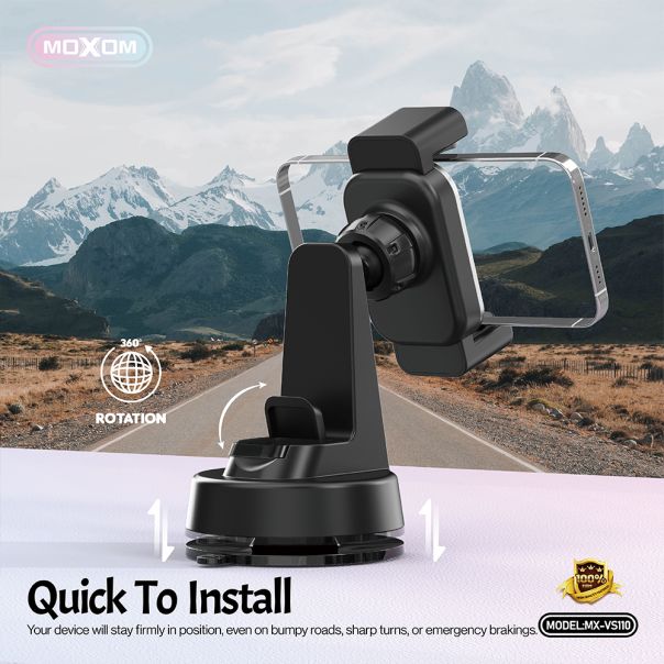 MOXOM Držač za mobilni telefon MX-VS110 vakum, crna - D2015