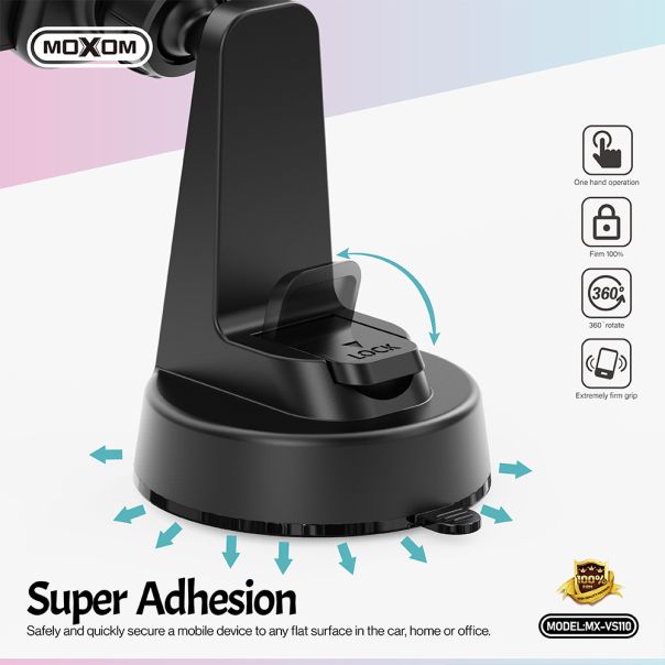 MOXOM Držač za mobilni telefon MX-VS110 vakum, crna - D2015