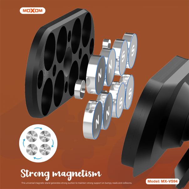 MOXOM Držač za mobilni telefon MX-VS94 magnet, crna - D2028
