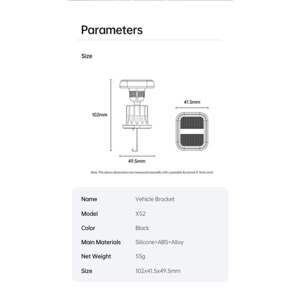 AWEI Držač za mobilni telefon X52 magnet, crna - D2034