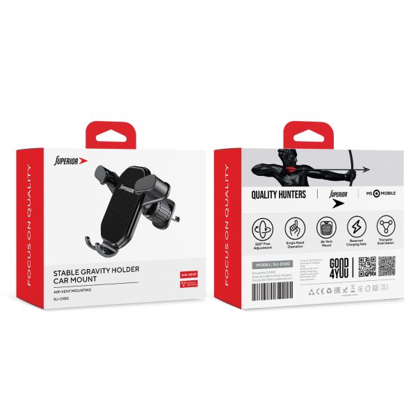 Držač za mobilni telefon Superior Gravity SU-D100 (ventilacija), crna - D2038