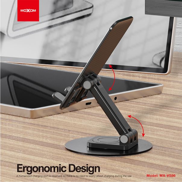 MOXOM Držač za mobilni telefon stoni MX-VS86 sa 360 stepeni rotacijom, crna - D2041