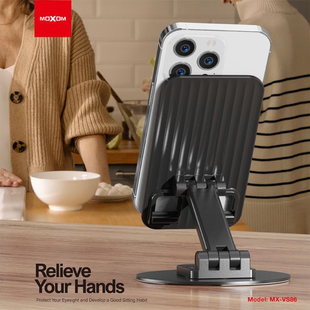 MOXOM Držač za mobilni telefon stoni MX-VS86 sa 360 stepeni rotacijom, crna - D2041