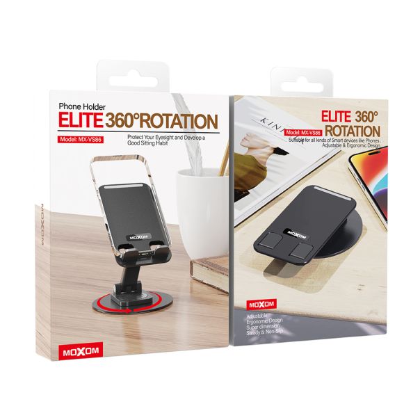 MOXOM Držač za mobilni telefon stoni MX-VS86 sa 360 stepeni rotacijom, crna - D2041