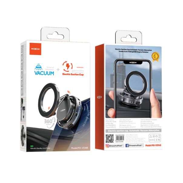 MOXOM Držač za mobilni telefon MX-VS148 magnet i vakum, crna - D2050