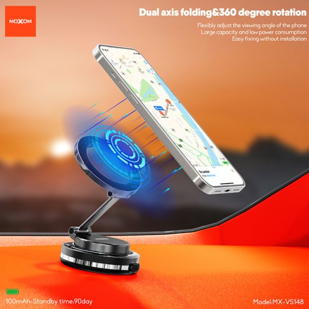 MOXOM Držač za mobilni telefon MX-VS148 magnet i vakum, crna - D2050