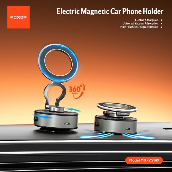 MOXOM Držač za mobilni telefon MX-VS149 magnet i vakum, crna - D2051