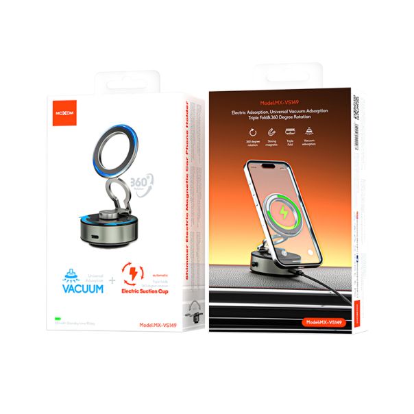 MOXOM Držač za mobilni telefon MX-VS149 magnet i vakum, crna - D2051