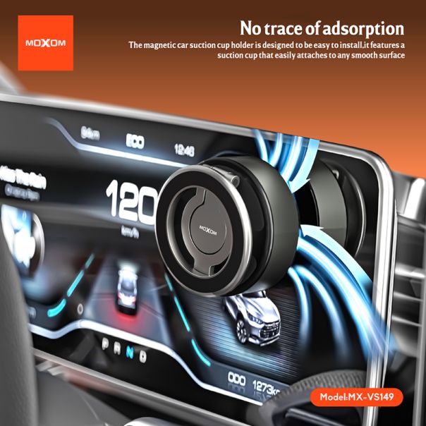 MOXOM Držač za mobilni telefon MX-VS149 magnet i vakum, crna - D2051