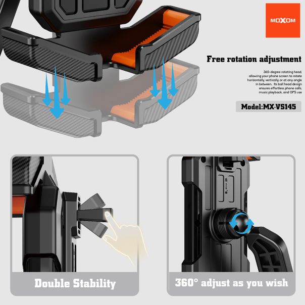 MOXOM Držač za mobilni telefon MX-VS145 za bicikl, crna - D2058