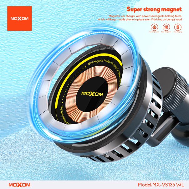 MOXOM Držač za mobilni telefon MX-VS135 wireless 15W, crna - D2063