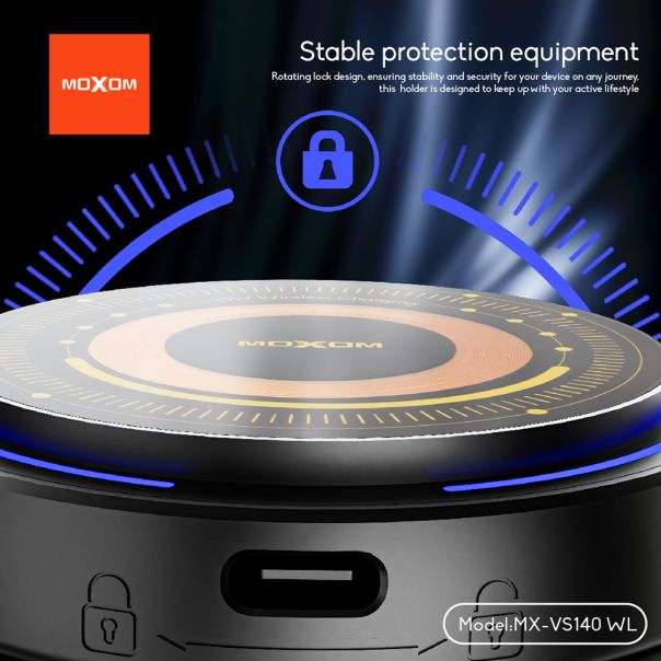 MOXOM Držač za mobilni telefon MX-VS140 wireless 15W, crna - D2064
