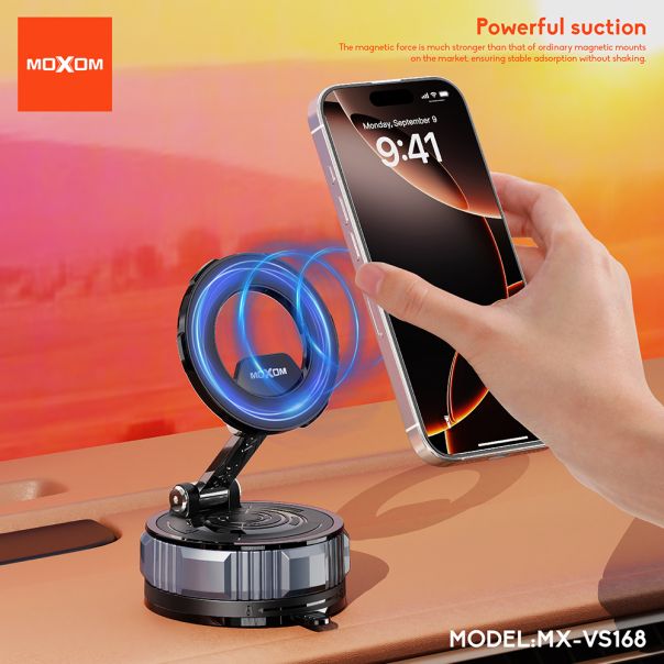 MOXOM Držač za mobilni telefon MX-VS168 magnet i vakum, crna - D2065