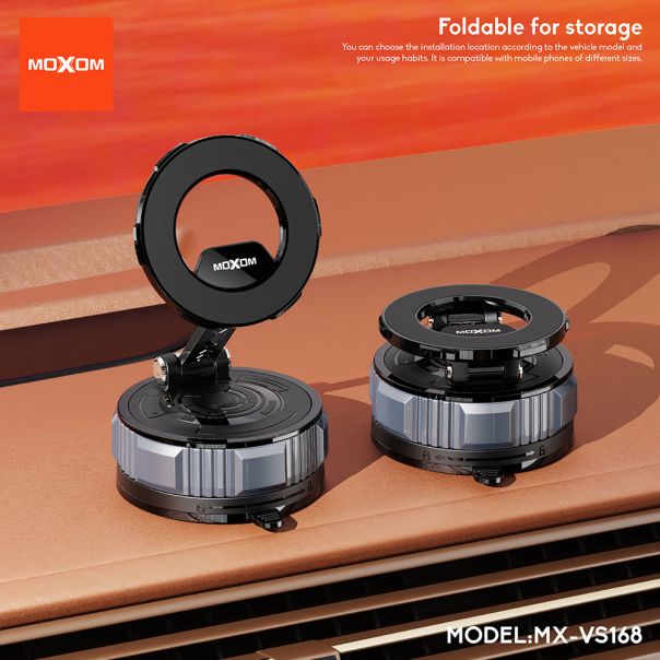 MOXOM Držač za mobilni telefon MX-VS168 magnet i vakum, crna - D2065