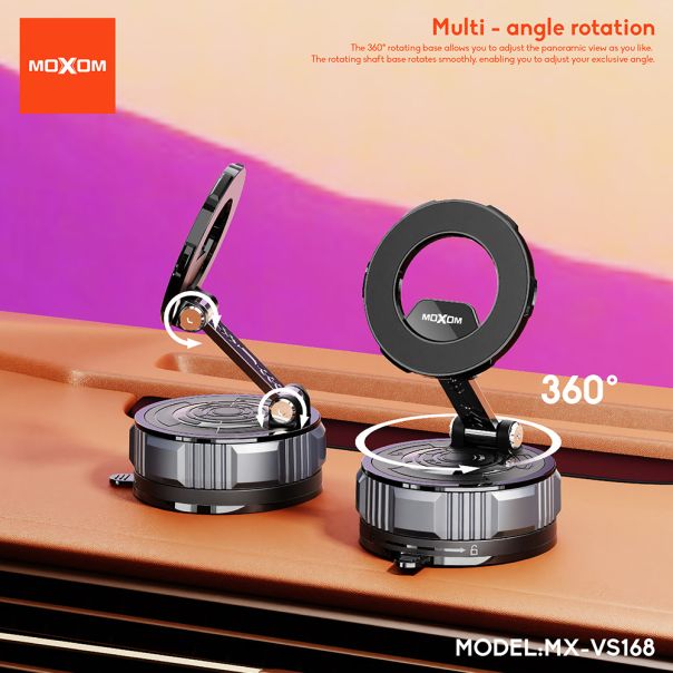 MOXOM Držač za mobilni telefon MX-VS168 magnet i vakum, crna - D2065