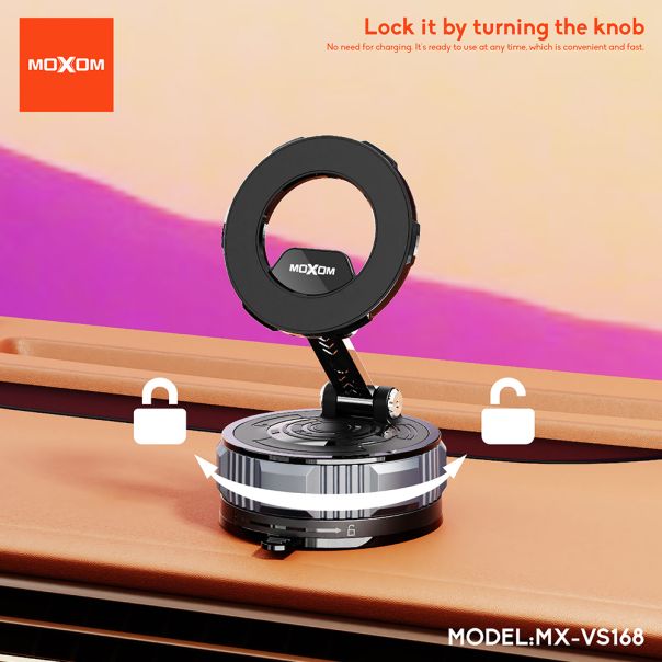 MOXOM Držač za mobilni telefon MX-VS168 magnet i vakum, crna - D2065