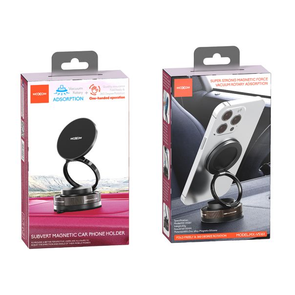 MOXOM Držač za mobilni telefon MX-VS161 magnet i vakum, crna - D2067