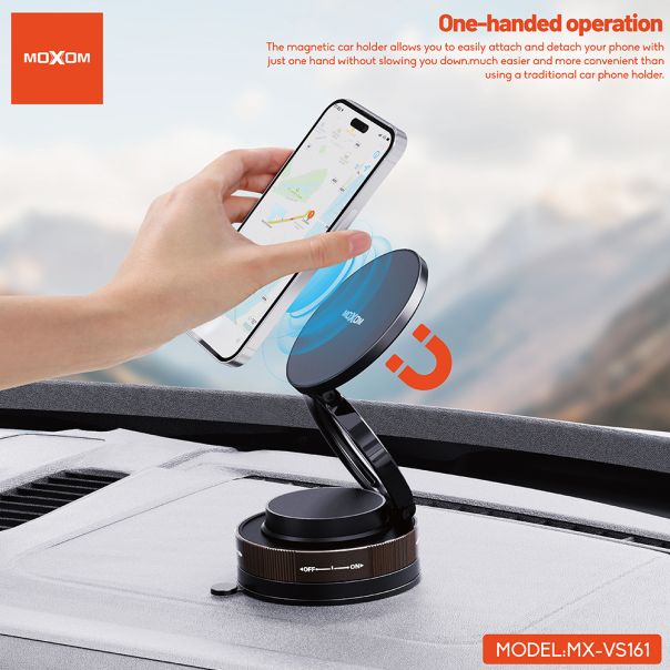MOXOM Držač za mobilni telefon MX-VS161 magnet i vakum, crna - D2067