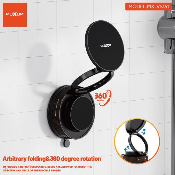 MOXOM Držač za mobilni telefon MX-VS161 magnet i vakum, crna - D2067