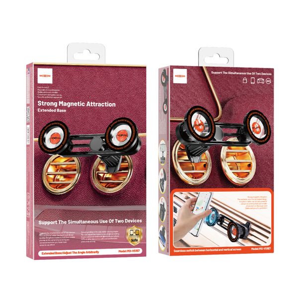 MOXOM Držač za mobilni telefon MX-VS157 (za dva telefona) ventilacija, crna - D2068