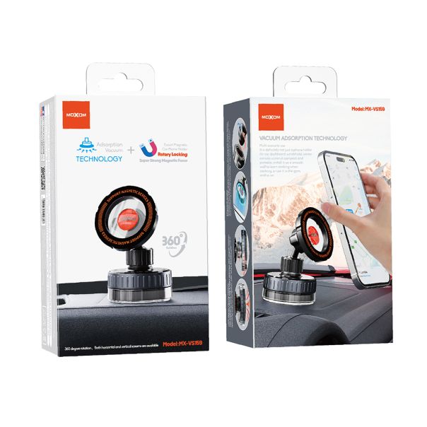 MOXOM Držač za mobilni telefon MX-VS159 magnet i vakum, crna - D2069
