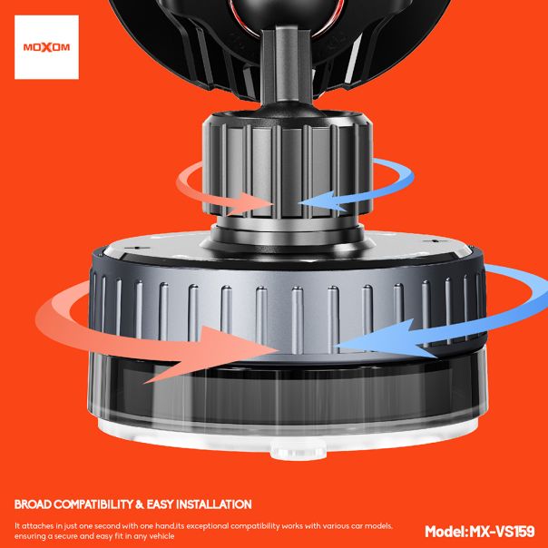 MOXOM Držač za mobilni telefon MX-VS159 magnet i vakum, crna - D2069
