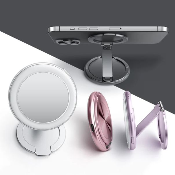 Držač magnetni Ring sa ogledalom za mobilni telefon, sivi - D2090