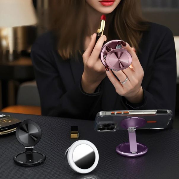 Držač magnetni Ring sa ogledalom za mobilni telefon, sivi - D2090