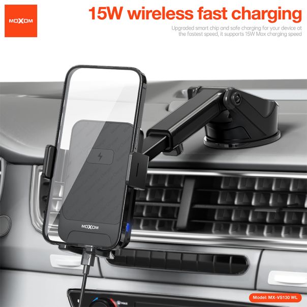 Držač za mobilni telefon Moxom MX-VS130 wireless 15W crni - EP2939302