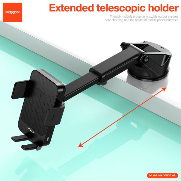 Držač za mobilni telefon Moxom MX-VS130 wireless 15W crni - EP2939302