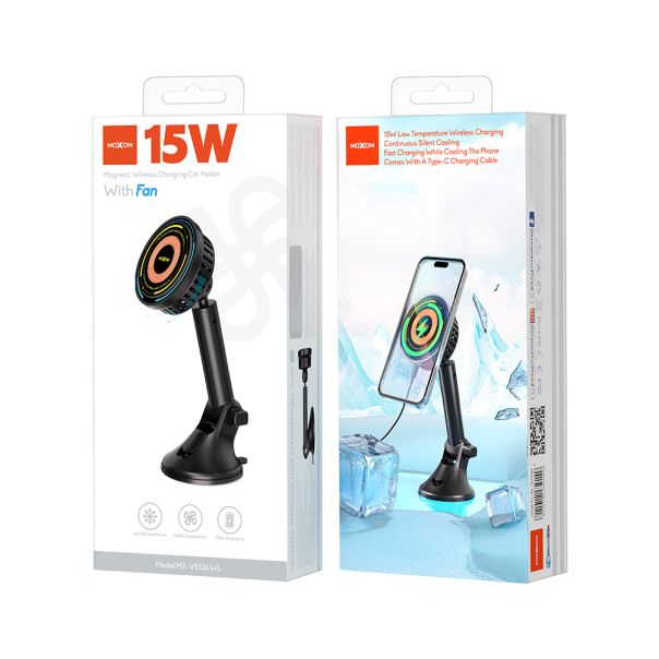 Držač za mobilni telefon Moxom MX-VS136 wireless 15W crni - EP2940125