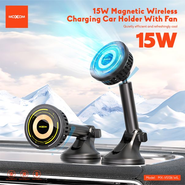 Držač za mobilni telefon Moxom MX-VS136 wireless 15W crni - EP2940125