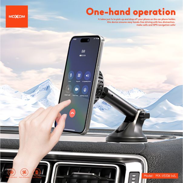 Držač za mobilni telefon Moxom MX-VS136 wireless 15W crni - EP2940125