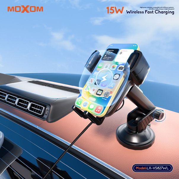 Drzac za mobilni telefon Moxom MX-VS827 WL wireless 15W crni - EP3166491