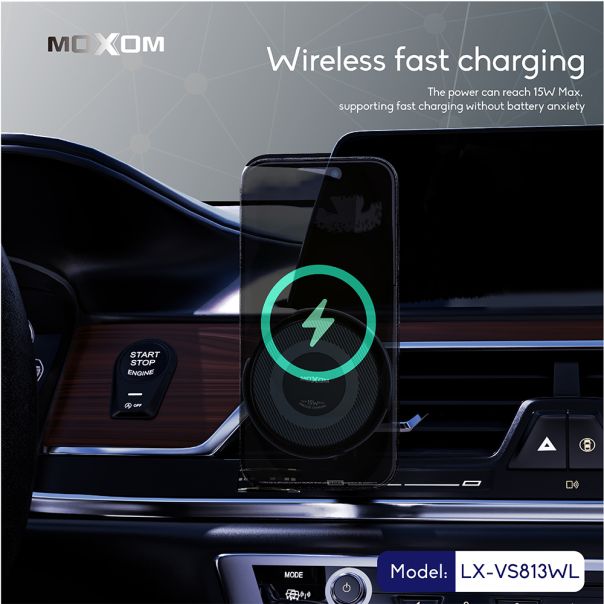 Drzac za mobilni telefon Moxom LX-VS813 WL wireless 15W crni - EP3166482