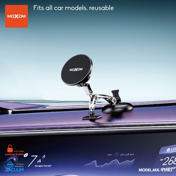 Drzac za mobilni telefon Moxom MX-VS183 magnet i vakum crni - EP3159989