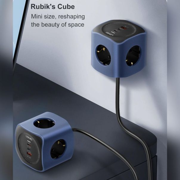 Produzni kabl LDNIO SE3338, 3 uticnice, USB, 2xPD, 6u1, GAN, 65W total power - 224830