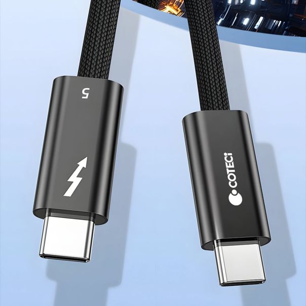 Data kabl Coteci Thunderbolt OF-065 120Gbps 240W 4k PD Type C na Type C crni 0.25m - EP2978107