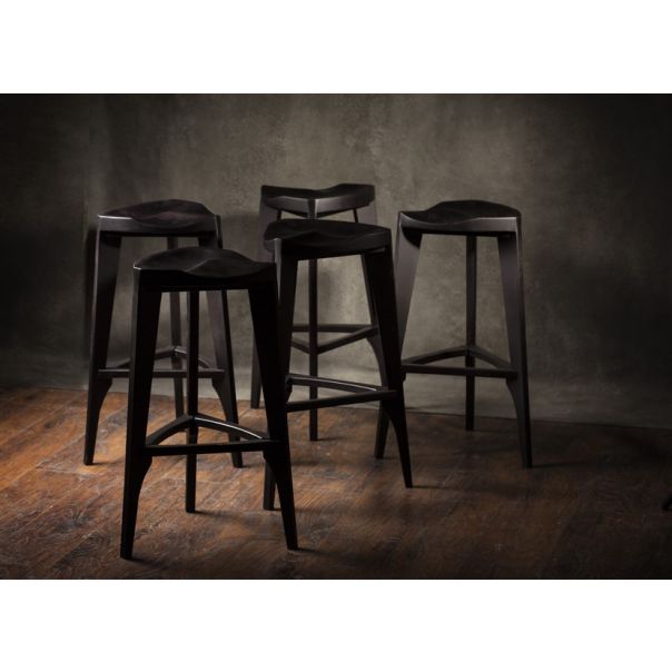 MEDA FURNITURE Drvena Barska stolica crna - CrnTerBar35